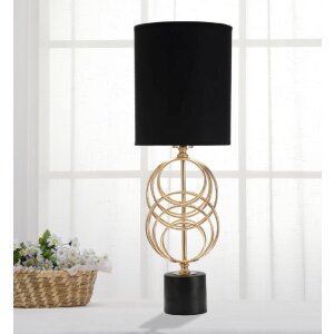 Mauro Ferretti Circly lámpara de mesa E27 Ø 20x58,5 cm oro negro