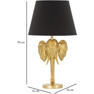 Mauro Ferretti lámpara de mesa elefante E27 Ø 32x59 cm oro negro