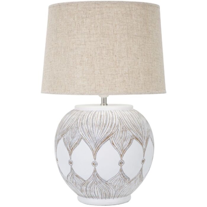 Mauro Ferretti lámpara de mesa Atene E27 Ø 38x59 cm blanco lavado marrón