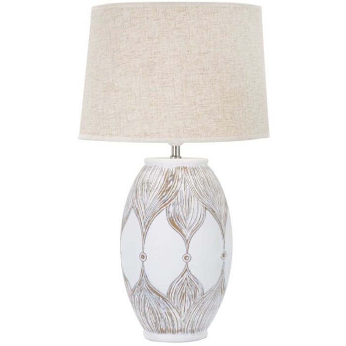 Mauro Ferretti lámpara de mesa Atene oval E27 Ø 38x67 cm blanco lavado marrón