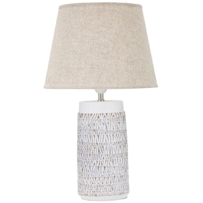 Mauro Ferretti lámpara de mesa Nairobi E27 Ø 35x60,5 cm blanco lavado marrón