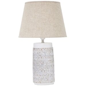 Mauro Ferretti lámpara de mesa Nairobi E27 Ø 35x60,5 cm blanco lavado marrón