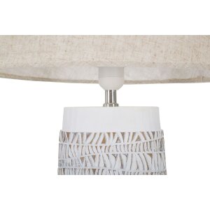 Mauro Ferretti lámpara de mesa Nairobi E27 Ø 35x60,5 cm blanco lavado marrón