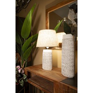 Mauro Ferretti lámpara de mesa Nairobi E27 Ø 35x60,5 cm blanco lavado marrón