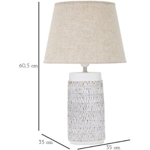 Mauro Ferretti lámpara de mesa Nairobi E27 Ø 35x60,5 cm blanco lavado marrón
