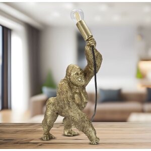 Mauro Ferretti Gorilla lámpara de mesa E14 22.5x16x40 cm oro