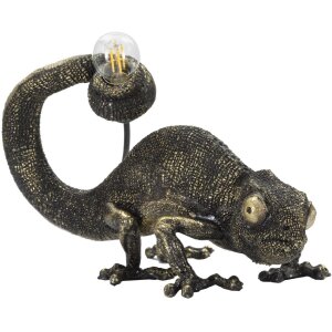 Mauro Ferretti lámpara de mesa lagarto E14 37,5x16,5x22 cm negro oro