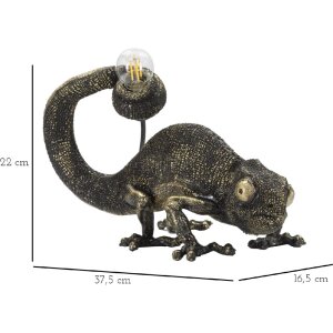 Mauro Ferretti lámpara de mesa lagarto E14 37,5x16,5x22 cm negro oro