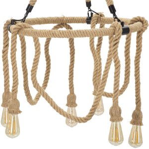 Mauro Ferretti plafón cuerda círculo 6 luces E27 Ø 64x90 cm marrón negro