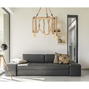 Mauro Ferretti plafón cuerda círculo 6 luces E27 Ø 64x90 cm marrón negro