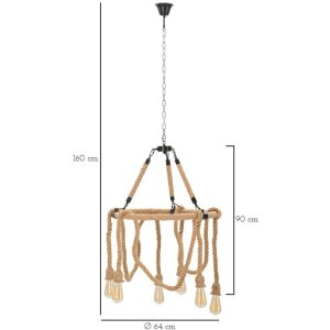 Mauro Ferretti plafón cuerda círculo 6 luces E27 Ø 64x90 cm marrón negro