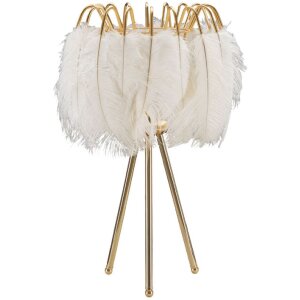 Mauro Ferretti lámpara de mesa soporte pluma E27 Ø 40x60 cm oro blanco