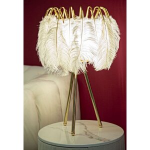 Mauro Ferretti lámpara de mesa soporte pluma E27 Ø 40x60 cm oro blanco