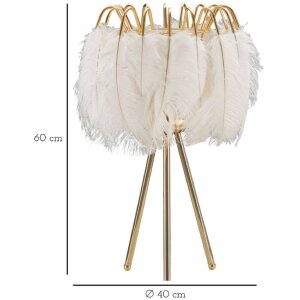 Mauro Ferretti lámpara de mesa soporte pluma E27 Ø 40x60 cm oro blanco