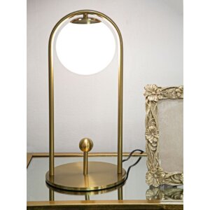 Mauro Ferretti lámpara de mesa Glamy Arc E14 Ø 21x47 cm oro blanco