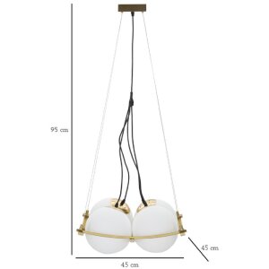 Mauro Ferretti Plafón Japón cuadrado 4 luces E27 45x45x20 cm blanco oro