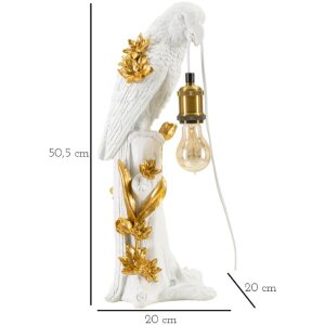 Mauro Ferretti lámpara de mesa loro E27 20x20x50,5 cm oro blanco