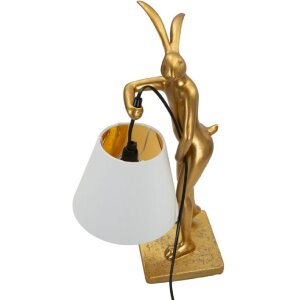 Mauro Ferretti Lámpara de mesa Conejos E14 26x16x47 cm dorado blanco