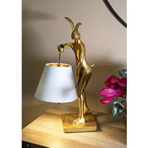 Mauro Ferretti Lámpara de mesa Conejos E14 26x16x47 cm dorado blanco