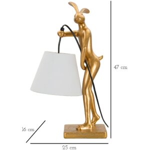Mauro Ferretti Lámpara de mesa Conejos E14 26x16x47 cm dorado blanco