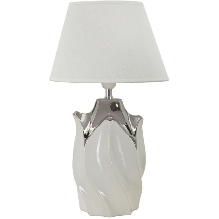 Mauro Ferretti Lámpara de mesa Shiney E27 Ø 30x51 cm blanco plata