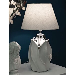 Mauro Ferretti Lámpara de mesa Shiney E27 Ø 30x51 cm blanco plata
