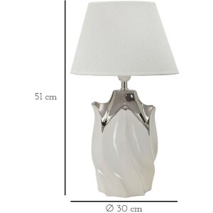Mauro Ferretti Lámpara de mesa Shiney E27 Ø 30x51 cm blanco plata
