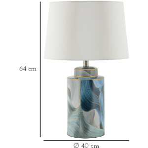 Mauro Ferretti Lámpara de mesa Elegancia Cerámica E27 40x64 cm azul