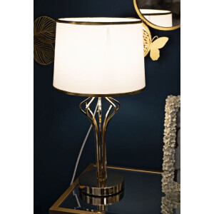 Mauro Ferretti Lámpara de mesa Slimmy E27 Ø 28x53 cm blanco oro