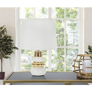 Mauro Ferretti Lámpara de mesa Liara E14 23x32 cm blanca y dorada