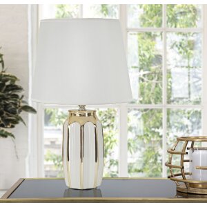 Mauro Ferretti Lámpara de mesa Cassy E27 Ø 25x40,5 cm Gold Blanco
