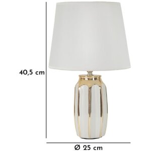 Mauro Ferretti Lámpara de mesa Cassy E27 Ø 25x40,5 cm Gold Blanco