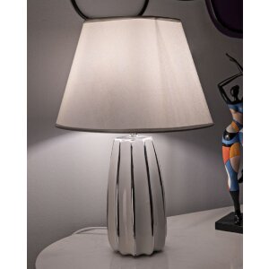 Mauro Ferretti Lámpara de mesa Emmi E27 diámetro 30x45 cm color blanco y plata