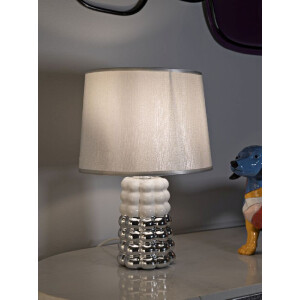 Mauro Ferretti Lámpara de mesa Lace E14 23x33 cm blanco plata