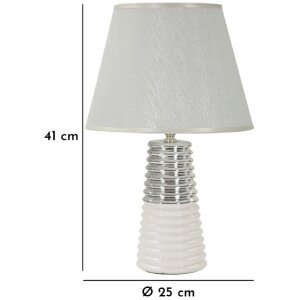 Mauro Ferretti Lampara de Mesa Candela E27 Ø 25x41 cm blanco plata