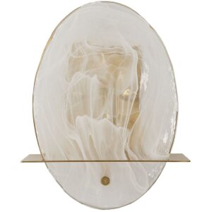 Mauro Ferretti Lámpara de pared Portlan E14 20x11x25 cm vidrio y hierro dorado natural
