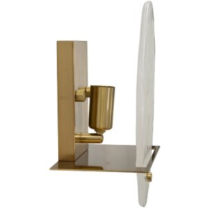 Mauro Ferretti Lámpara de pared Portlan E14 20x11x25 cm vidrio y hierro dorado natural