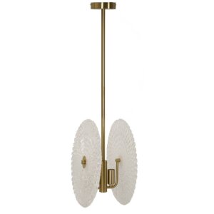 Mauro Ferretti Lámpara de techo Vidrio E14 35x18x80 cm oro y blanco