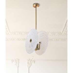 Mauro Ferretti Lámpara de techo Vidrio E14 35x18x80 cm oro y blanco
