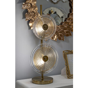 Mauro Ferretti Lámpara de mesa Venecia E14 Ø 25x63 cm dorado natural marrón