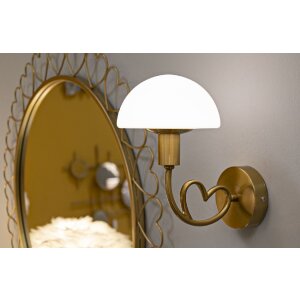 Mauro Ferretti Lámpara de pie con mango Lovy E14 23x15x22 cm, material: cristal y hierro, color: dorado y blanco