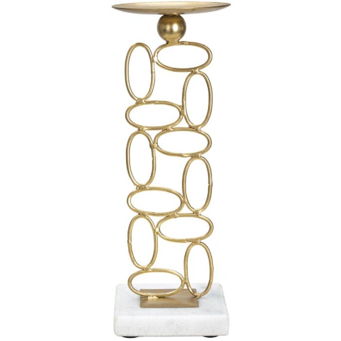 Mauro Ferretti Soportador de Velas Bola 10x10x27 cm dorado y blanco