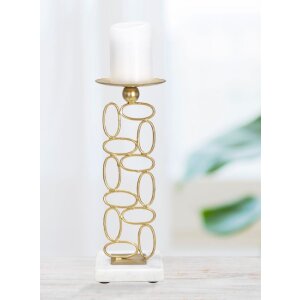 Mauro Ferretti Soportador de Velas Bola 10x10x27 cm dorado y blanco