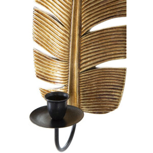 Mauro Ferretti Candelabro de pared Hoja 12,8x8,9x31,2 cm dorado negro
