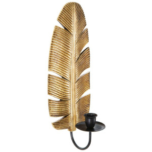 Mauro Ferretti Candelabro de pared Hoja 12,8x8,9x31,2 cm dorado negro