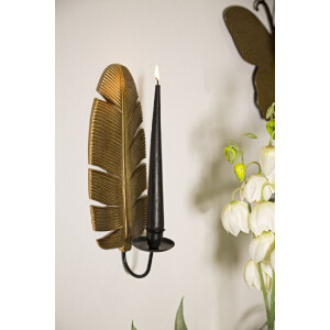 Mauro Ferretti Candelabro de pared Hoja 12,8x8,9x31,2 cm dorado negro