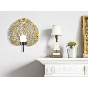 Mauro Ferretti Candelabro de pared Lotus 20x8x22,2 cm dorado negro
