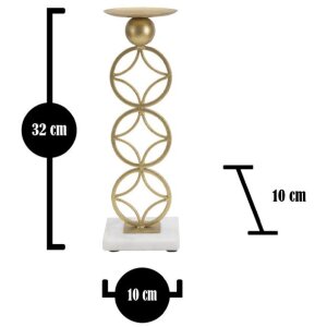 Mauro Ferretti Candelabro con Estrella 10x10x32 cm color oro y blanco