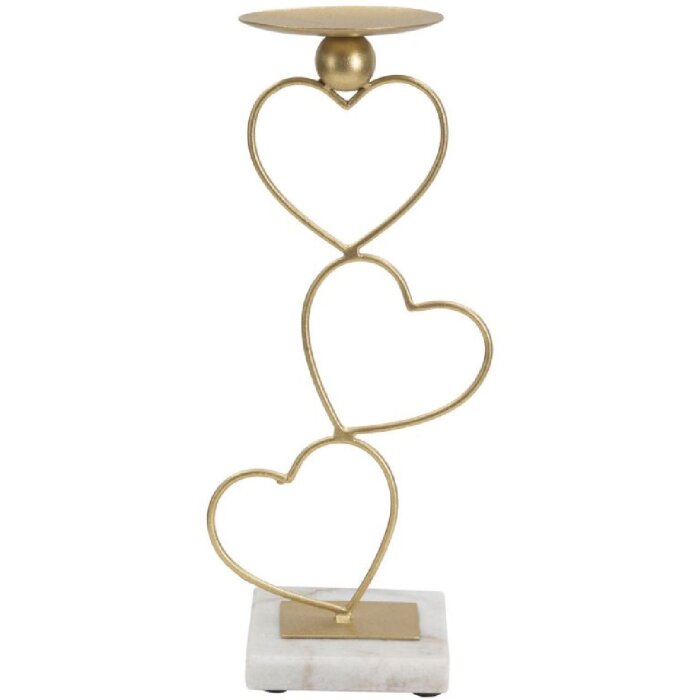 Mauro Ferretti Candelabro Corazones 14,5x10x32,5 cm dorado blanco