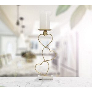 Mauro Ferretti Candelabro Corazones 14,5x10x32,5 cm dorado blanco